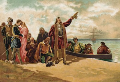 El desembarco de los Padres Peregrinos en Nueva Inglaterra, 1620 de Spanish School